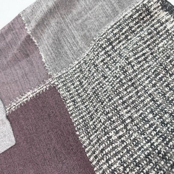 Nic + Zoe Sweater Womens 1X Long Patchwork Duster Knit Cardigan Gray Maroon - Picture 2 of 7